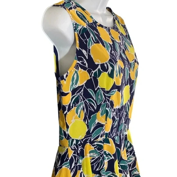 Maison Jules Lemon Print Fit & Flare Dress Cottagecore Retro Style Fruit Citrus - Picture 6 of 12
